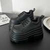 Women's Fashion Thick Heel Shoes Autumn New Round Head Deep Mouth Front Lacing Platform Non-slip High Heels