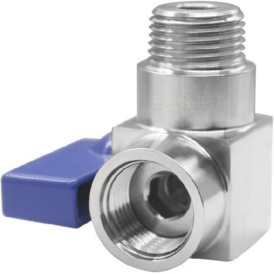 Stainless Steel 90 Degrees Elbow Ball Valve 3/8" NPT Male x 3/8" NPT Female Shut Off Valve for Water Fuel Air