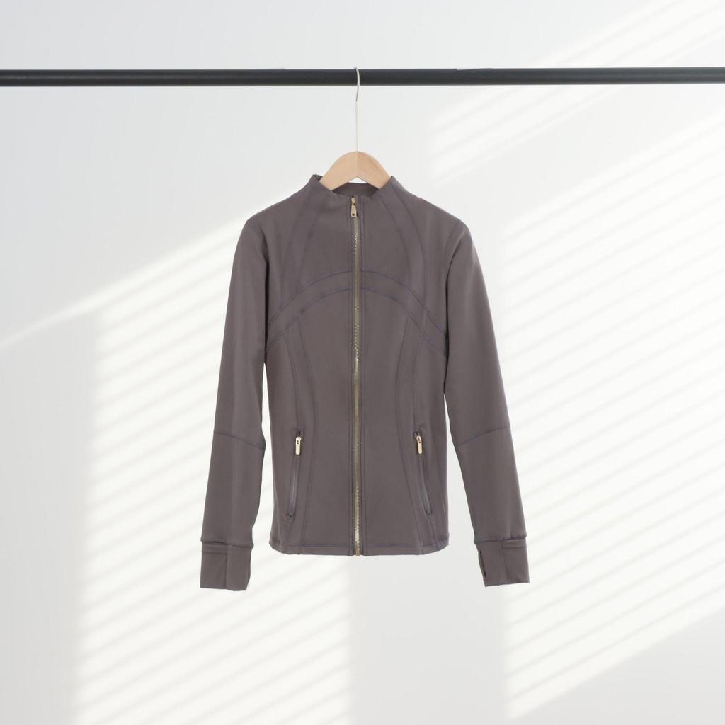 Giacca Sportiva da Donna Slim Fit con Zip Dorata - Collo Alto, Manica Lunga, Alta Elasticità, Abbigliamento Fitness Yoga