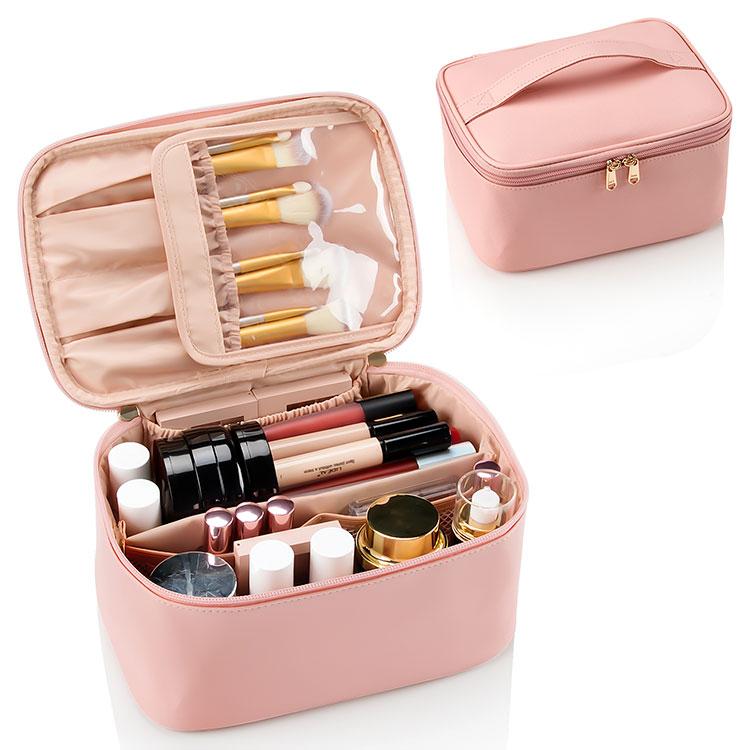 Relavel Portable Cosmetic Bag Travel Makeup Organizer case Make up Bag Large Makeup Bag for Women with Cosmetics Toiletries