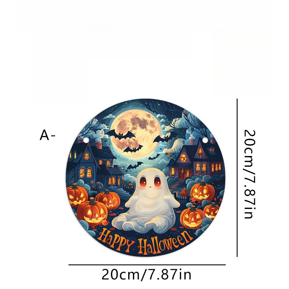 Halloween Ghost Sun Catcher - Circular Acrylic Sign, Acrylic Desktop Ornament, Wall Decor Art, Four Seasons Decoration, Novelty Home Decor