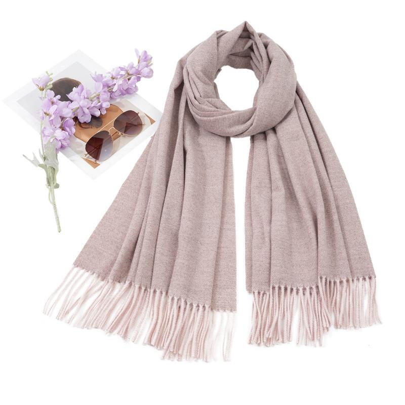 Women S Solid Color Thick Warm Faux Cashmere Scarf For Autumn Winter
