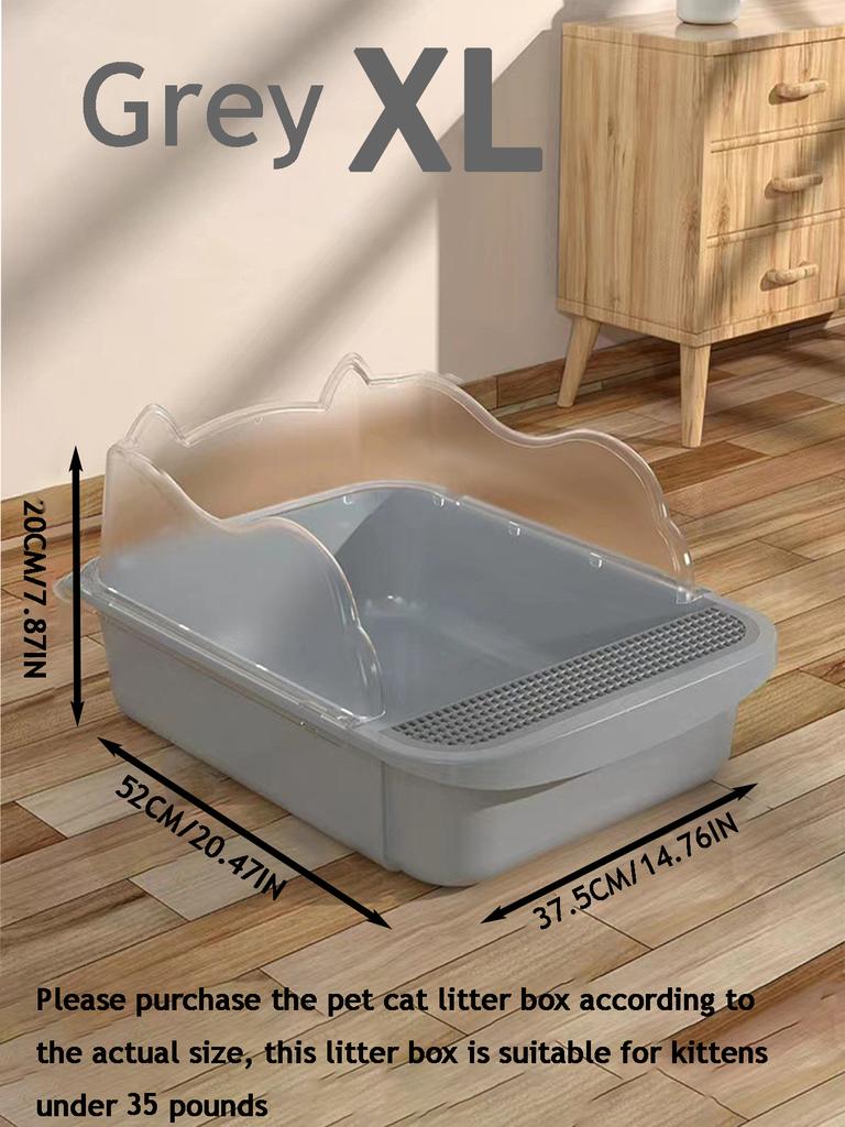 Semi-closed Splash-proof Litter Box (with Litter Scoop), New Stylish Semi-open Pet Litter Box for Cats, Easy To Care for