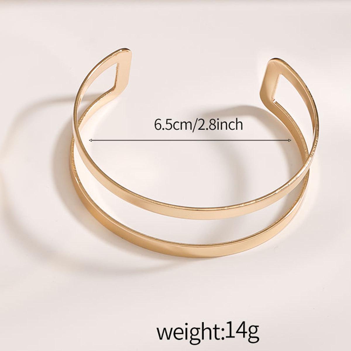 Минималистичный геометрический золотой двухслойный широкий браслет для женщин