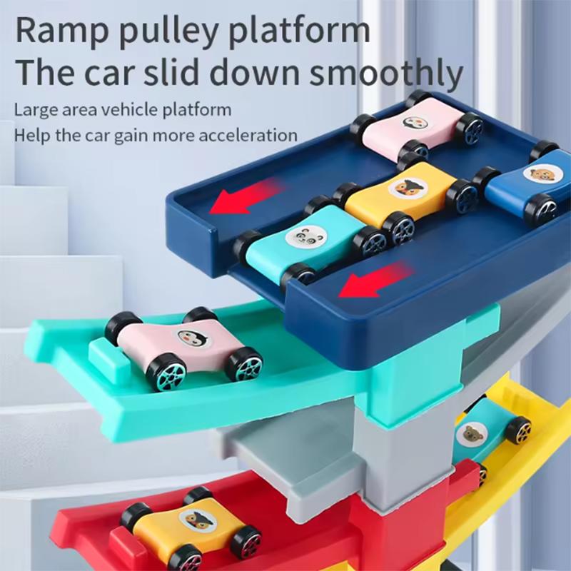 Children'S Cartoon Fun Sliding Mini Inertia Car Early Education Multi-Layer Color Track Puzzle Desktop Toy