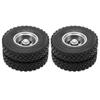 2pcs RC Aluminum Alloy Rear Wheel Hub Rims with Rubber Tires for Tamiya 1 14 Tractor Dump Truck TrailerBlack