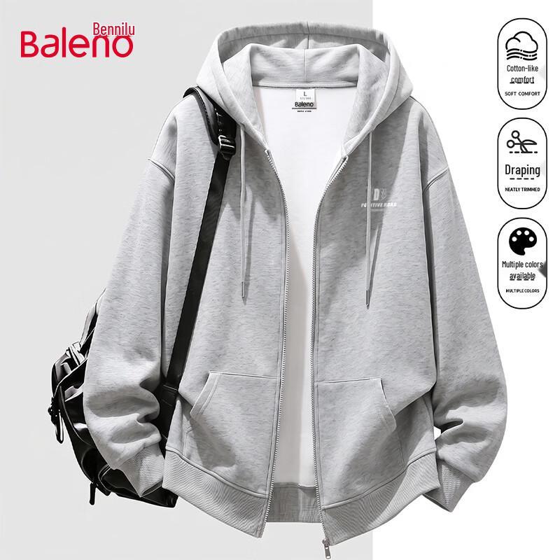 Baleno Men's Casual Hooded Zipper Cardigan Hoodie