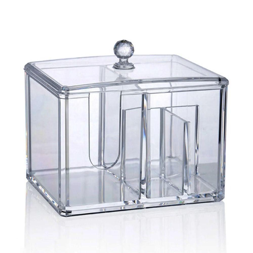 Acrylic Cotton Swab Storage Box with Cover Cosmetic Stand Tampon Organizer Dispenser Bathroom