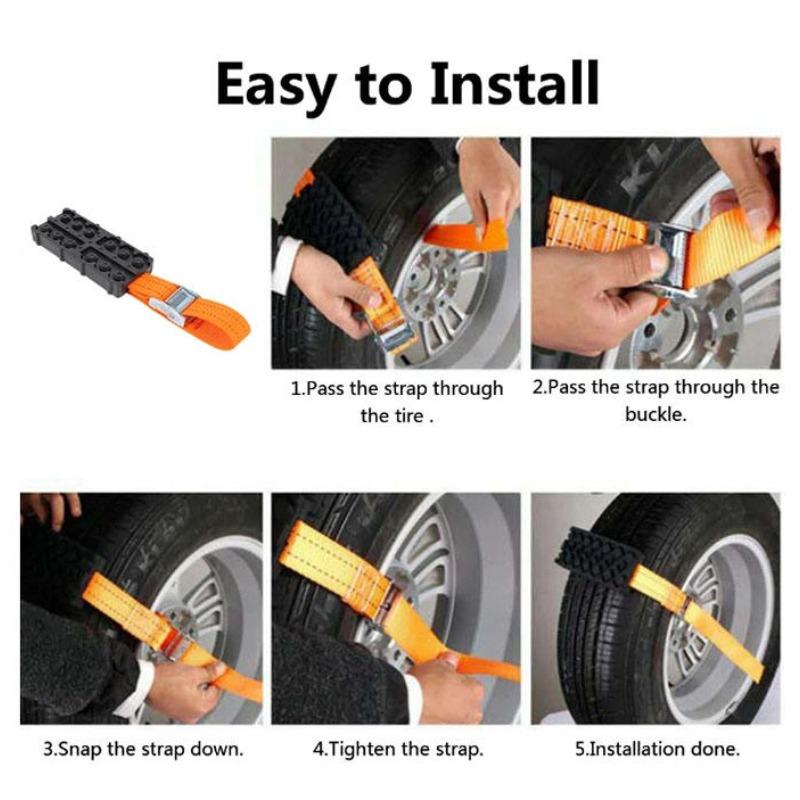 1/2/4Pcs For Snow Mud Ice Tire Chain Straps Car Tire Traction Blocks Emergency Snow Mud Sand Durable PU Anti-Skid