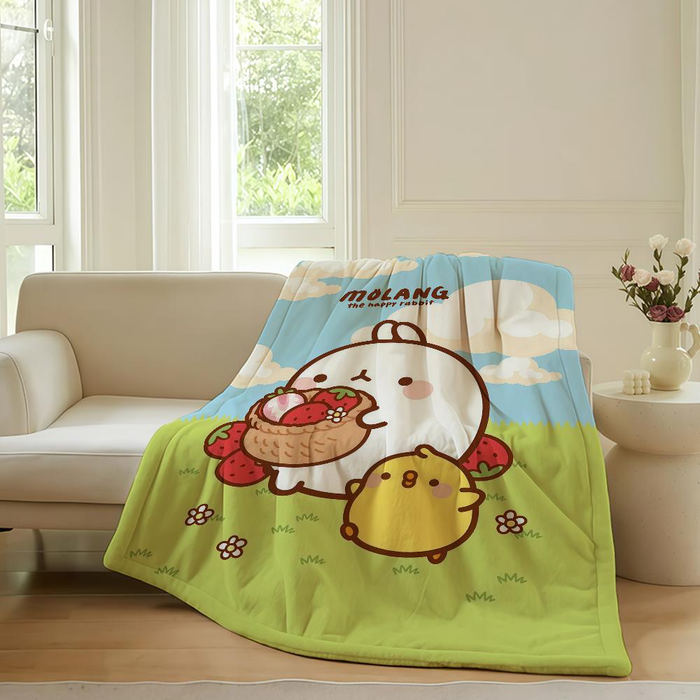 Cartoon cute M-MolangS Blanket For Sofa Office Bed Plane Travel Sleep Read Relax Camping Soft And Warm