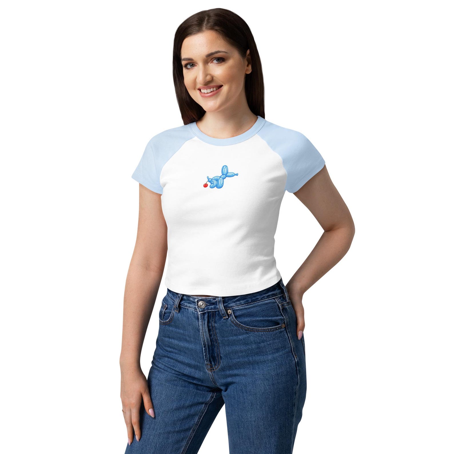 Women’s micro rib raglan Balloon Puppy Baby Tee 2XL