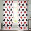 Quadrate Pik Herz Poker Textur Tüll Vorhänge für Wohnzimmer Dekoration Modern Chiffon Transparent Voile Küchenvorhang