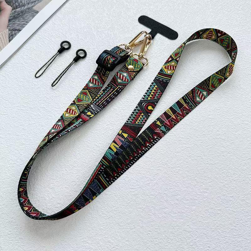 Verbesserte Version Retro-Muster Diagonales Band Verstellbar Handy Langes Lanyard Zum Aufhängen am Hals Um Verlust zu Verhindern Seil