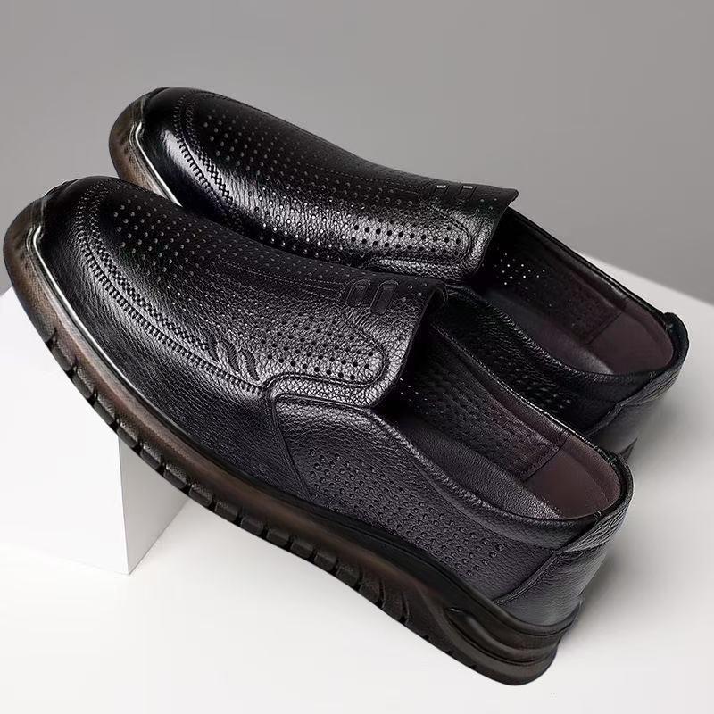 

Summer new breathable men s shoes soft sole round head one pedal men s casual shoes comfortable cow tendon sole hollow hole shoes 39