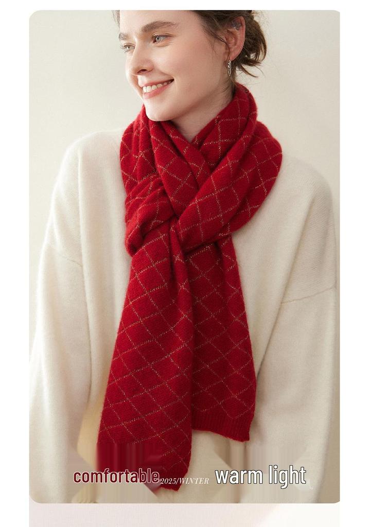 Damen 100% Reines Kaschmir-Schal - Modischer Unifarbener, Warmer Gestrickter Nackenschal für Herbst und Winter