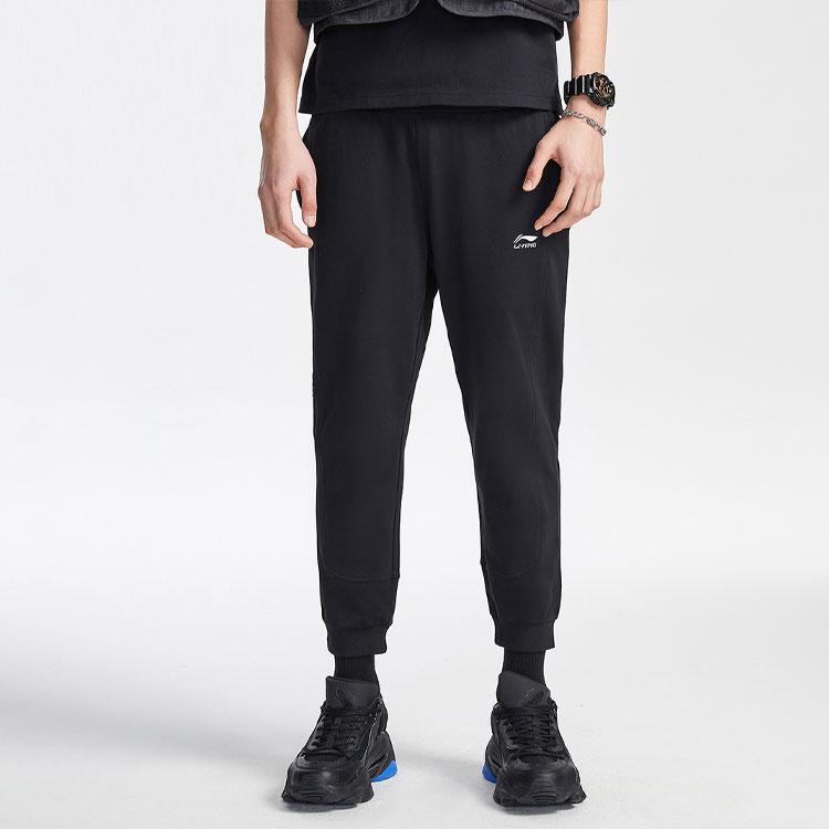 Li Ning Sports Fashion Series Tapered Casual Nine-Point Sweatpants Men Bottoms Black AKLR175-1