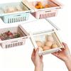 Adjustable Kitchen Fridge Organizer Rack Home Organizer Food Container Refrigerator Drawer Storage Boxes Rack Retractable Shelf