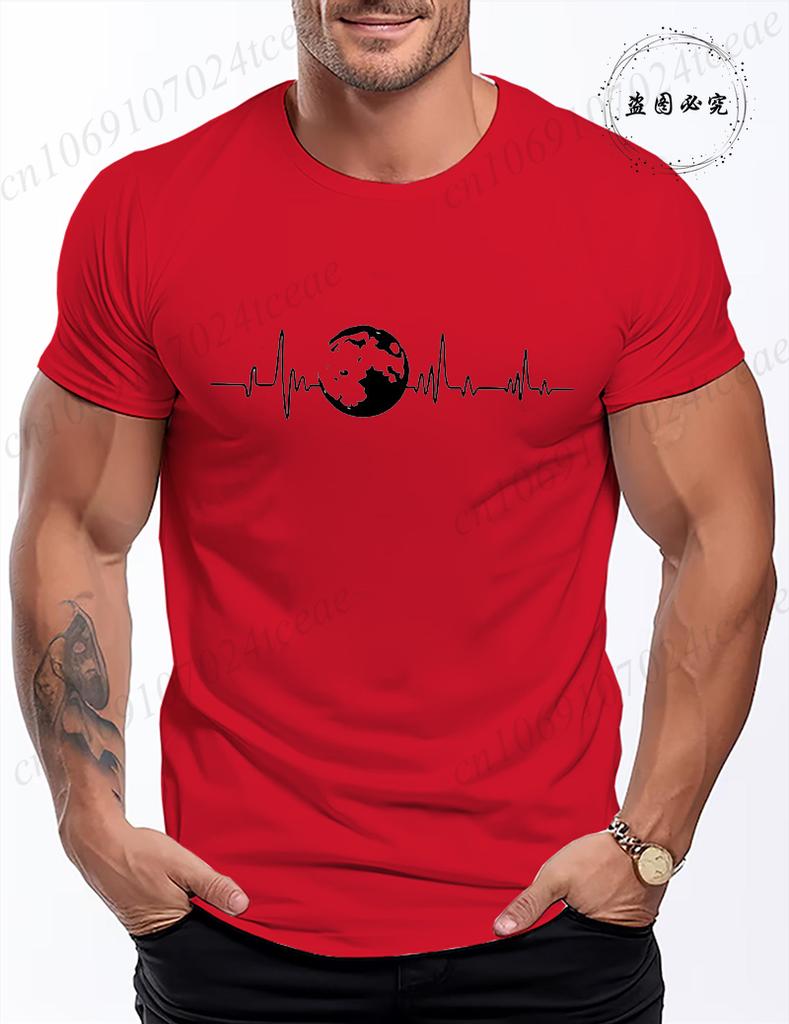 Funny Mens Earth Heartbeat Graphic Tee Casual Classic Men T Shirt Women Tops Tee Shirt Short Sleeve Tshirts Fashion TShirts