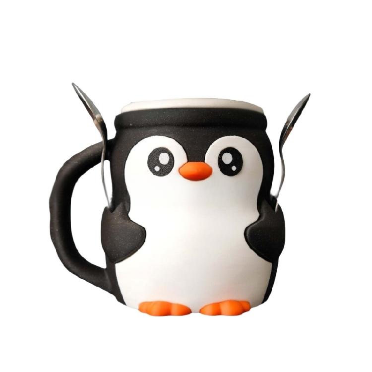 Lovely Penguins Ice Cream Pint Holder Reusable Ice Cream Container Popsicles Holders Beer Can Cup Sleeve With Spoon Slot