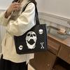 Stylish Fashionable Tote Bag For College Students Versatile Shoulder Carrying Black And White