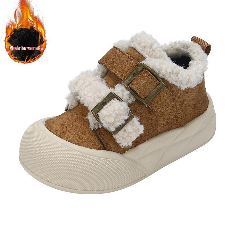 Lambswool Kids' Dopamine Cotton Shoes 2025: Winter Velvet-Lined, Anti-Kick, Warm Fur for Boys & Girls