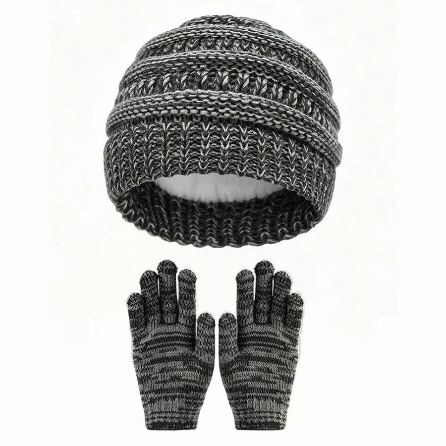Kinderen Winter Warm Gebreide Set Pompon Muts Sjaal Handschoenen 3-Delige Set Of Enkele Muts Winddicht Oorbescherming Voor Jongens Meisjes Koud Weer Buiten