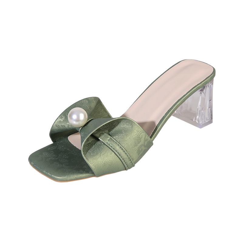 Fashion Women Slipper Stiletto Green High Medium Heel Frocks Luxury Fashion Chic Party Weddings Gold Sexy Designer Wedding Elegant Shoes