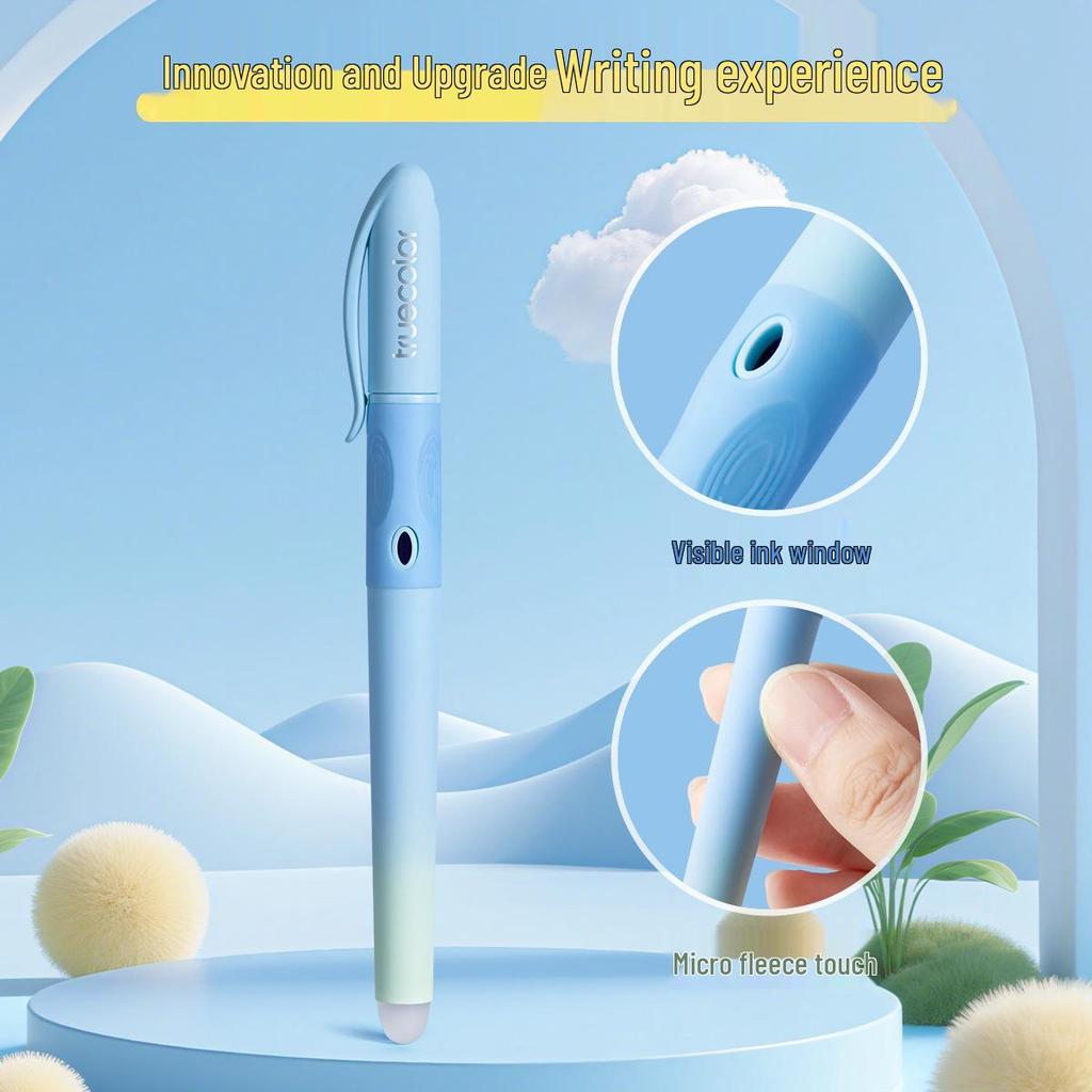 Gradientní barevné pero plnicí pero s tepelně smazatelným inkoustem a korekcí držení těla pro studenty - Unisex, Vyměnitelná bombička