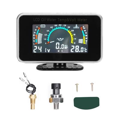Medidor LCD de carro 3 em 1, medidor digital de pressão de óleo, voltagem, temperatura da água, instrumento universal 9-36 V para carro, caminhão, SUV, RV