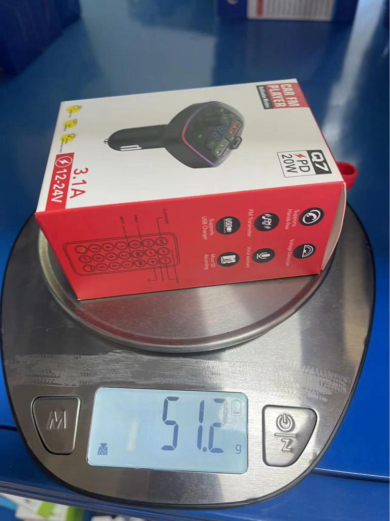 Car Bluetooth MP3 Player with Hands-Free Call, Voice Broadcast, PD Fast Charging, and USB Flash Drive.