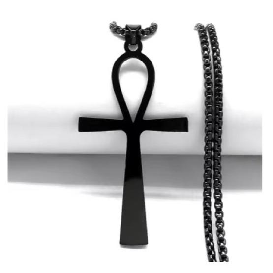 Vintage Retro Amulet Talisman Ankh Cross Pendant Necklace Women Egypt Egyptian Key Life Religious Chain Jewelry Gift Stainless Steel