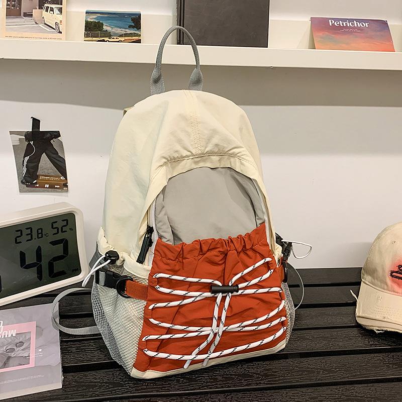 Outdoor Color blocking Picnic Schoolbag  Lightweight and Fashionable Travel Bag  Thin Small Backpack  Hiking Bag  Backpack