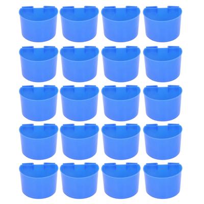 20 Stück Vogelfutternapf Kunststoff Papagei Wasser Fütterbecher Vogelkäfig Futtertrog Set Kit Blau 11x6cm /