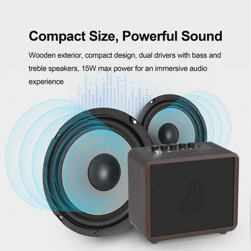 JUSTPRO 15W Mini Guitar Amplifier, Portable Acoustic Guitar Amplifier, Rechargeable Wireless Guitar Practice Amplifier with 4 EFX Volume Adjustment, S