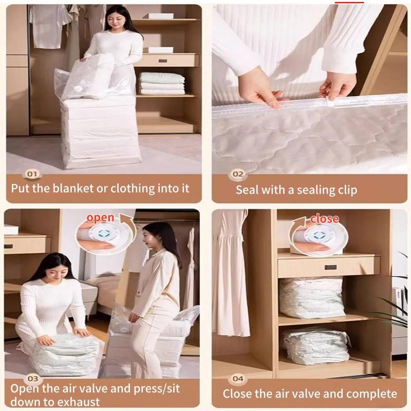 1-5pc Cubic Vacuum Storage Bags Large Plastic Storage Bags for Storing Clothes Quilt Blankets Compression Empty Bag Cover Travel