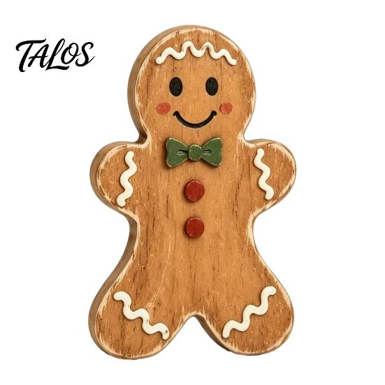 Holiday Tabletop Decor Christmas Wooden Gingerbread Man Decor, Rustic Gingerbread, Candy Cane House Figurines, Xmas Farmhouse Ornaments for