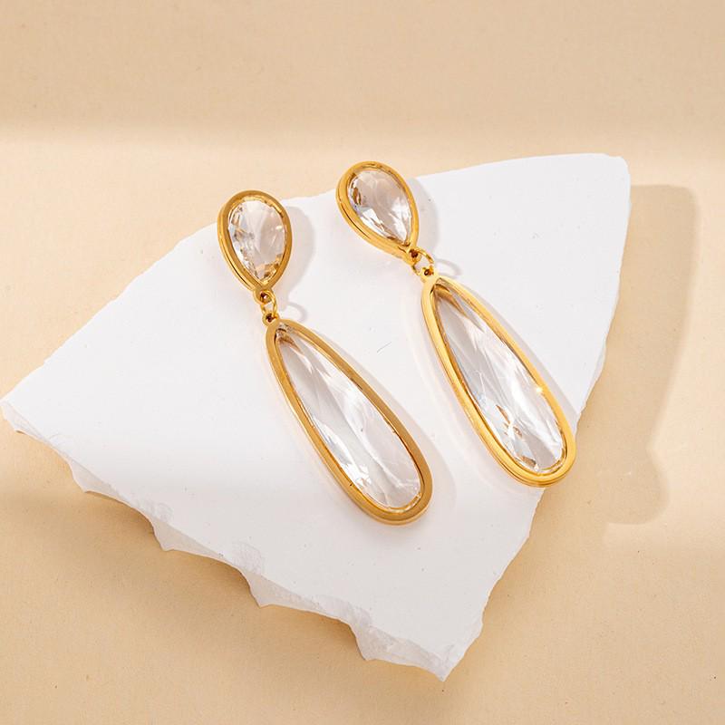 Luxurious Stainless Steel Zirconia Earrings for Women - Elegant, Durable, Colorfast
