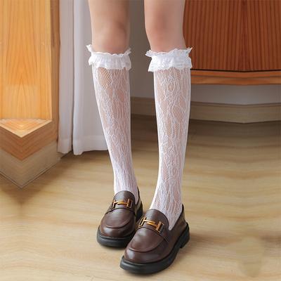 White Stockings Lace Lolita Calf Socks Women'S Mid Tube Socks Jk Long Tube Lace Japanese Lolita Stacking Socks