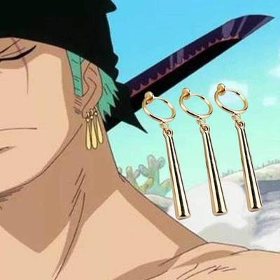 Cosplay Japão 3 Peças One Piece Roronoa Zoro Brincos Pendentes Unissex Joia Presente Cos Pro Moda Anime Brinco de Gancho Clipe de Orelha