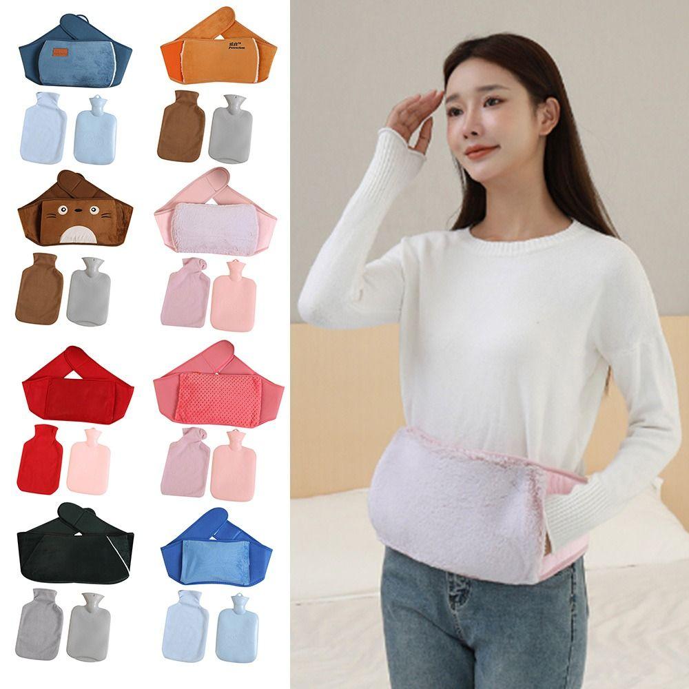 Portable PVC Hot Water Bottle Belt Wearable Cartoon Hot Water Pouch Soft Hand Warmer Plush Waist Cover Belt