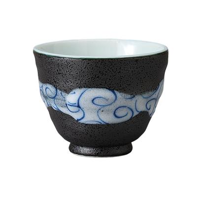 X Blue Swirl Matcha Cafe Mino Made In Japan Ale-net Ippuku-wan Teacup, 9.5 7.8 Cm, 280cc, Pattern, Bowl, Bowl, Ware,