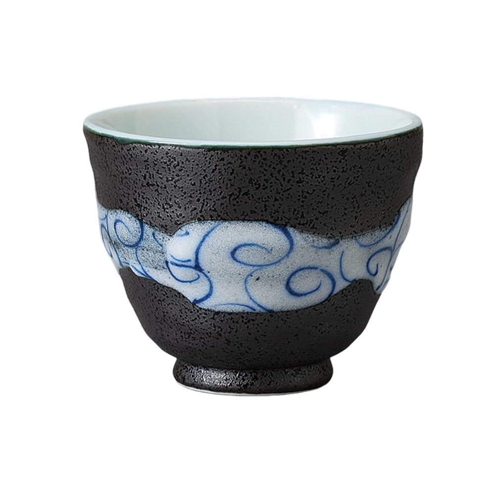 x Blue Swirl Matcha Cafe Mino Made in Japan Ale-net Ippuku-wan Teacup, 9.5 7.8 cm, 280cc, Pattern, Bowl, Bowl, Ware,