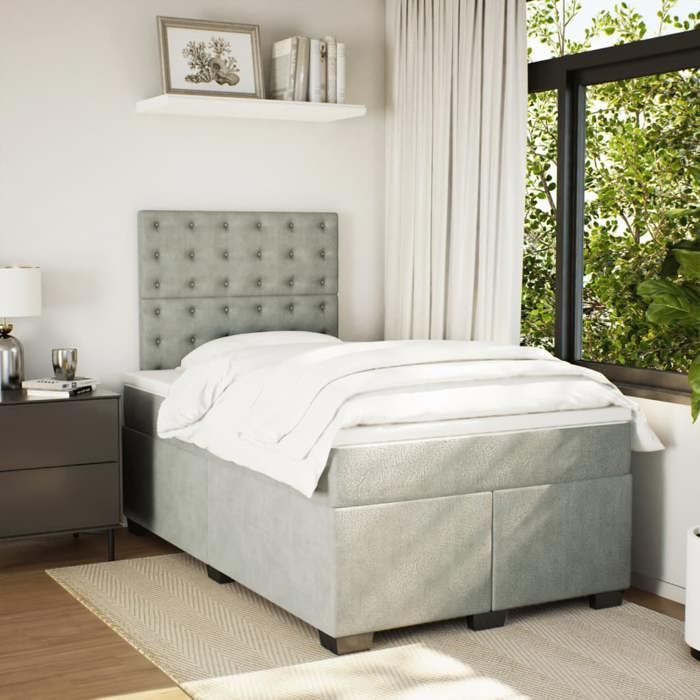 Maison Exclusive - Sommier à lattes de lit et matelas gris clair 120x190cm velours