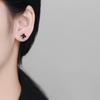 Orecchini a Bottone Quadrifoglio Personalizzati Stile Dolce e Cool alla Moda Semplici Versatili Argento Sterling Nero Trendy Piccoli e Raffinati