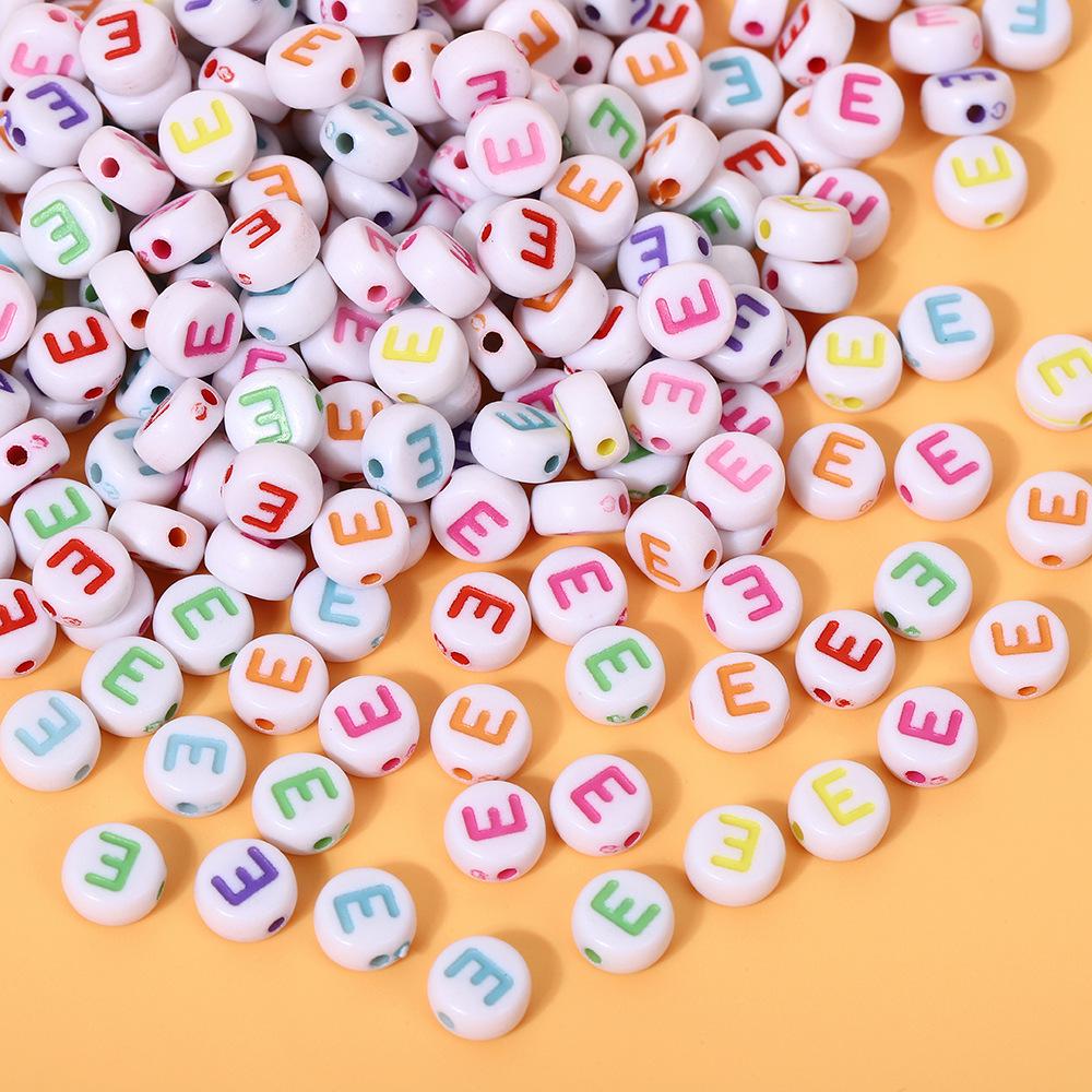 Alphabet Beads: Colorful A-Z Single Letter Round Beads for DIY Jewelry – Flat, White Background, Straight Hole for Stringing Phone Chains & More