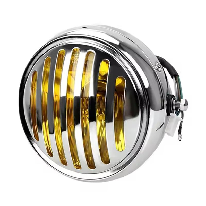 For Honda Gn125/Cg125 Modified Retro Universal Motorcycle 12V Black Shell Front Retro Round Headlight-A87Q