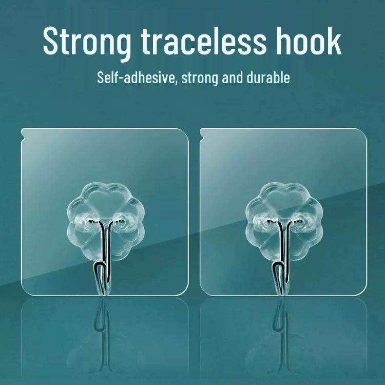 Traceless Reinforced Adhesive Hooks: Transparent, Waterproof, for Kitchenware & Clothes