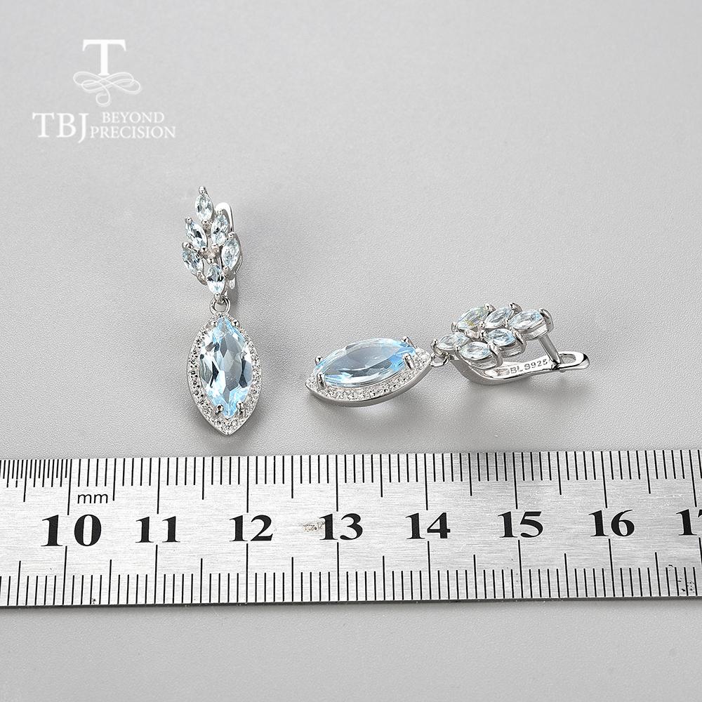 2022 neue Natürliche Brasilien himmelblau topas verschluss ohrring baumelnden ohrring natürlichen edelstein edlen schmuck für frauen 925 sterling silber