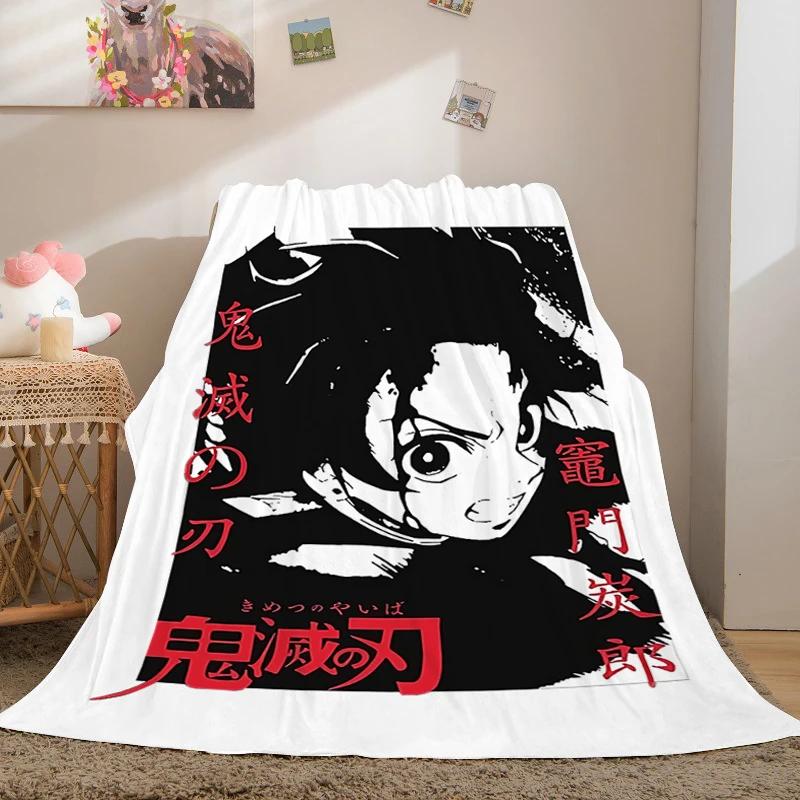 Anime Fleece Blanket Sofa Winter Warm A-Demon Slayer Bed Camping Custom Nap Fluffy Soft Blankets King Size Microfiber Bedding