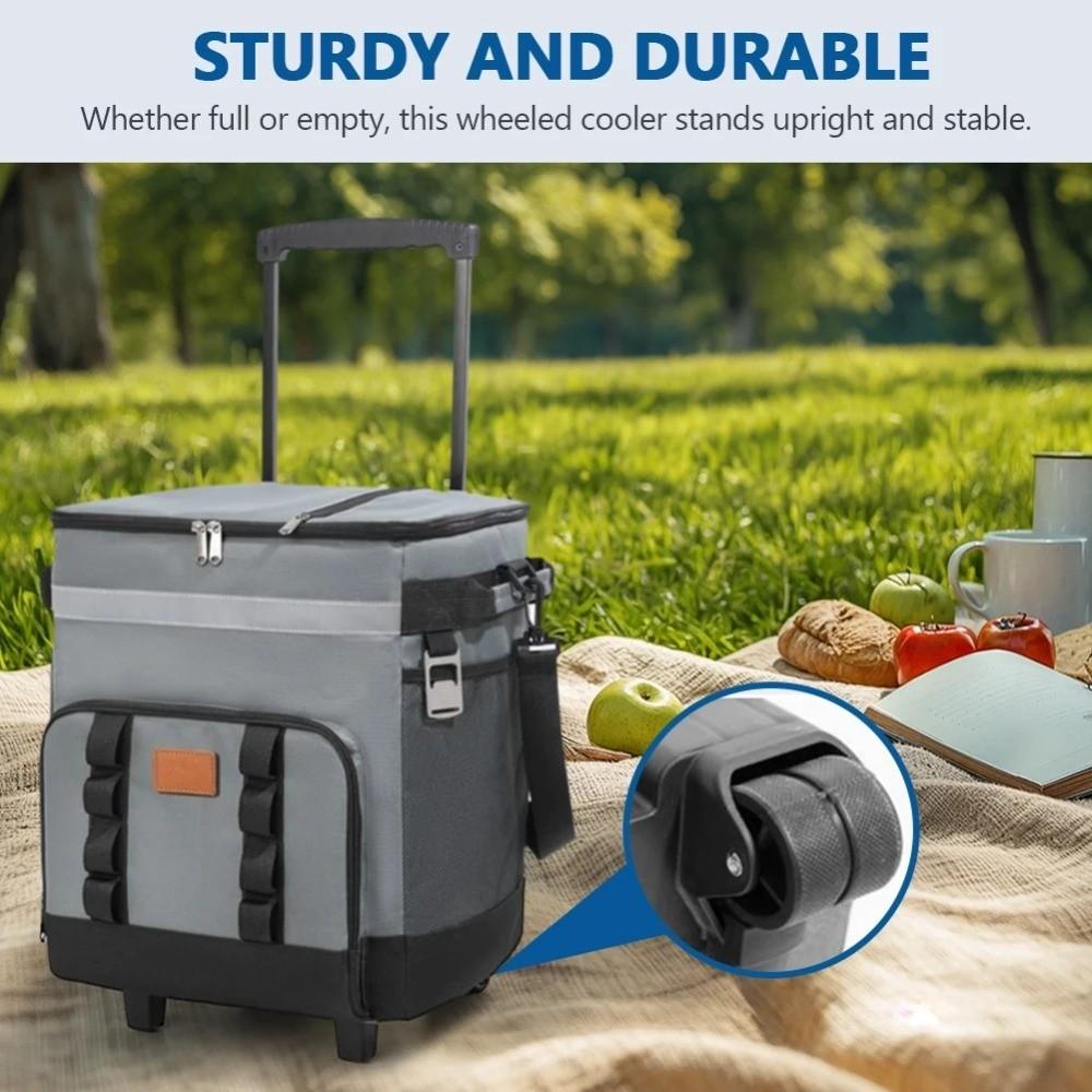 Double Layers Picnic Trolley Box Large Capacity Tie Rod Picnic Bag Insulated Cooler Bag  Lunch Box